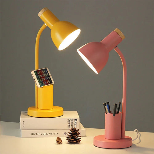 lampe de bureau créative nordique avec porte-stylo led décoratif - vue 3 sur 11