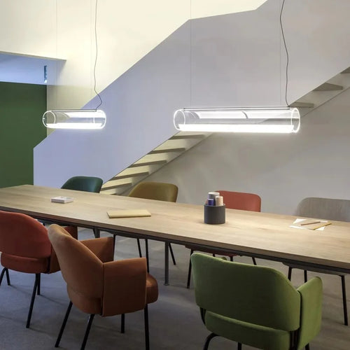lustre en verre transparent moderne avec éclairage led décoratif - vue 5 sur 7