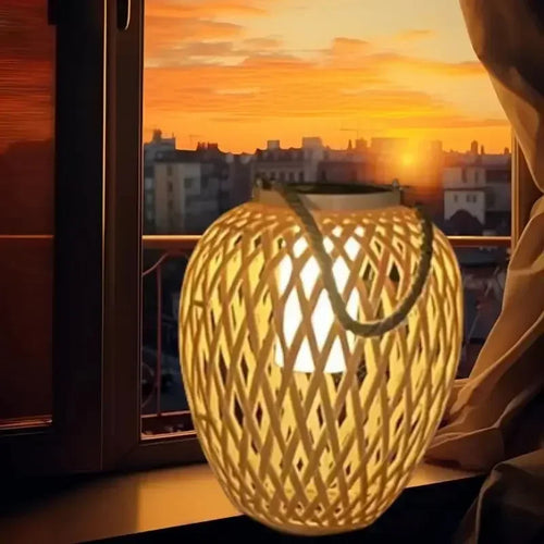 lampe extérieure solaire imitation bambou pour jardin décoratif - vue 3 sur 8