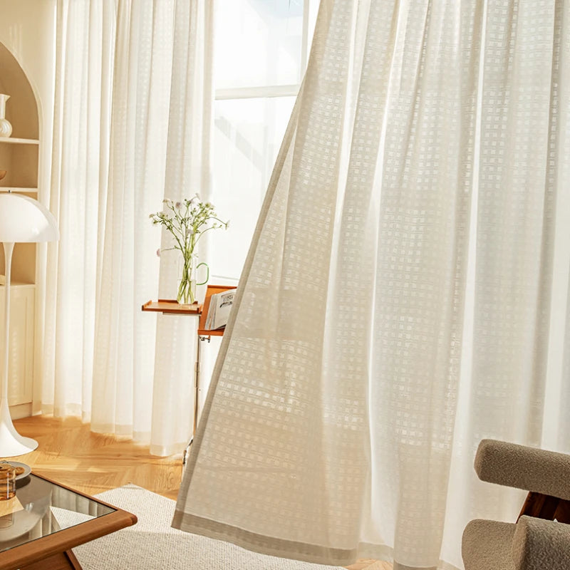 Voilage japonais plissé motif géométrique pour salon chambre - vue 3 sur 18