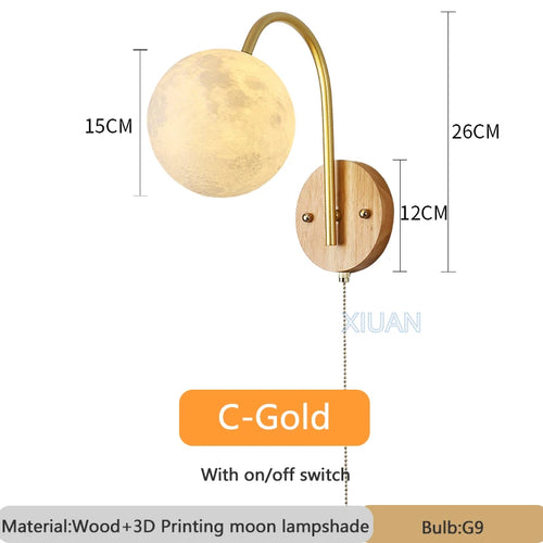 applique murale nordique en bois avec cordon interrupteur design coton - vue 13 sur 14