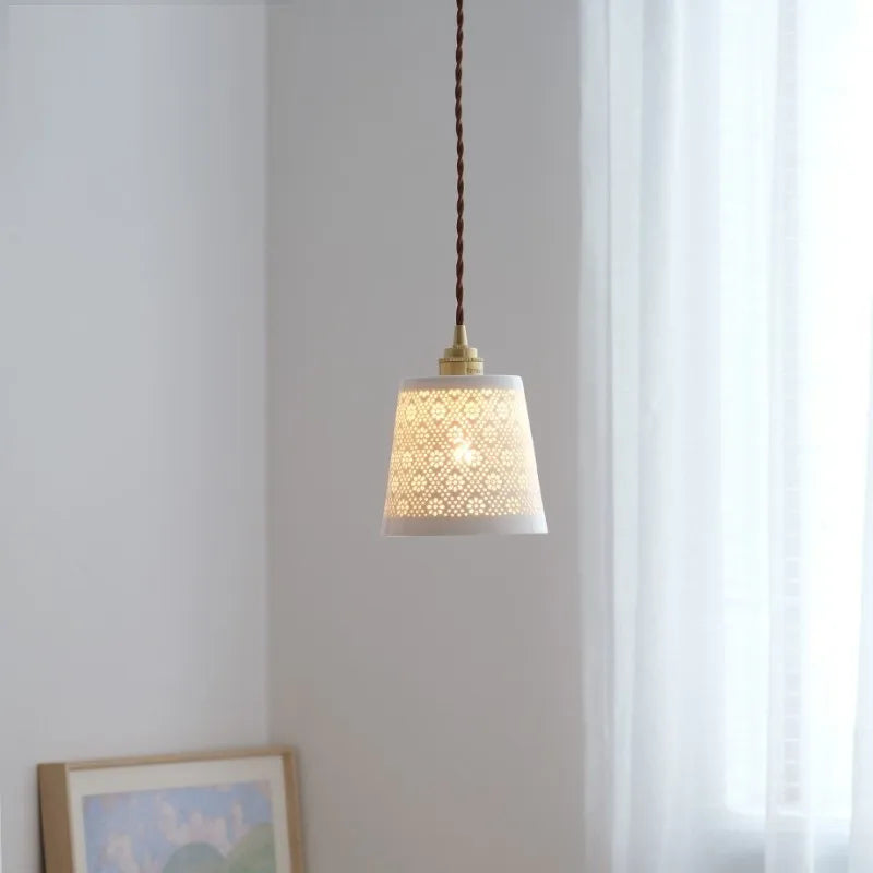 suspension LED design nordique cuivre céramique décorative - vue 3 sur 6