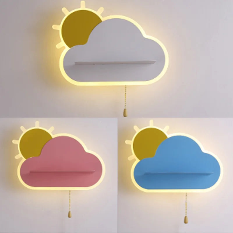 applique murale led décorative pour chambre de bébé nuage et soleil - vue 6 sur 12
