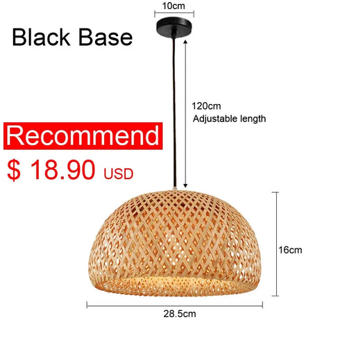 lustre en bambou japonais style chinois en rotin tissé - vue 15 sur 15