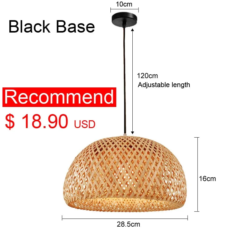 lustre en bambou japonais style chinois en rotin tissé - vue 15 sur 15
