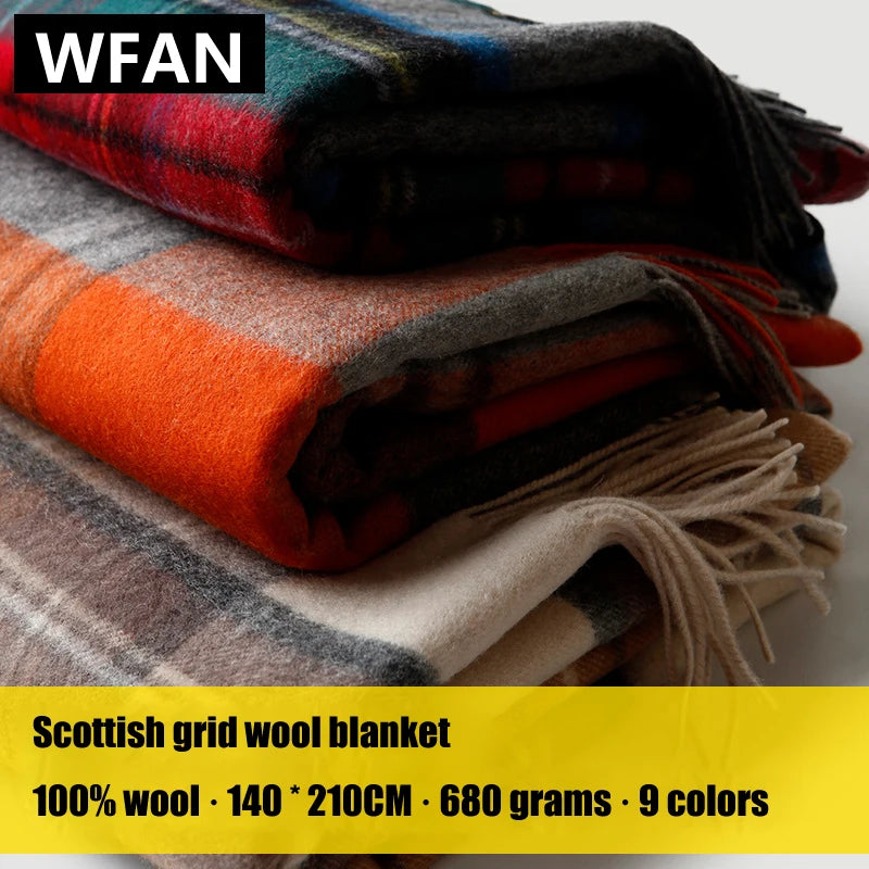plaid laine cachemire motif ecossais style campagnard hiver - vue 3 sur 7