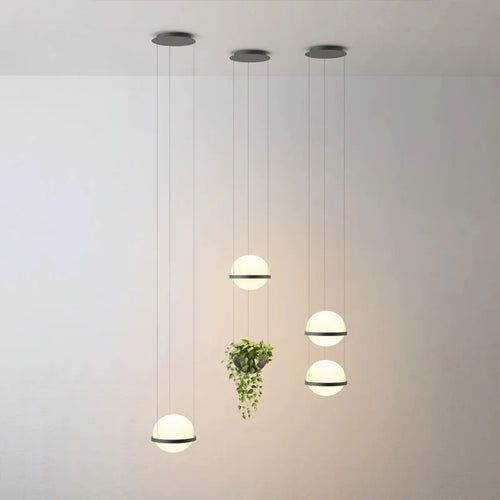 lustre nordique avec plante artificielle en pot suspendu - vue 3 sur 11