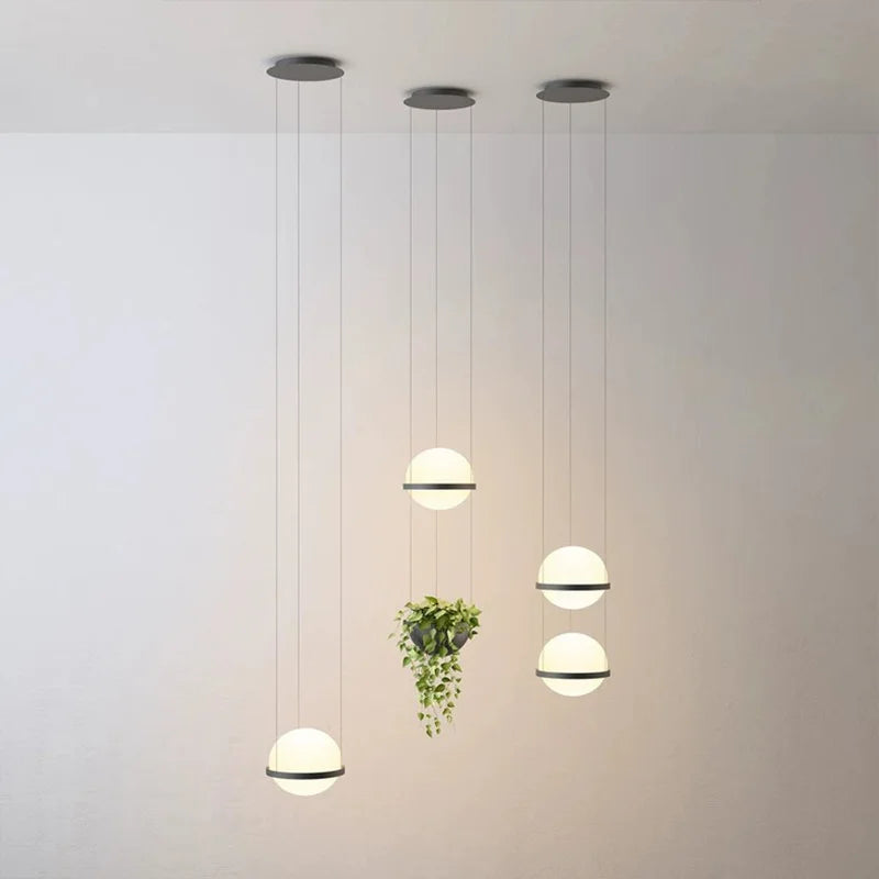 lustre nordique avec plante artificielle en pot suspendu - vue 3 sur 11