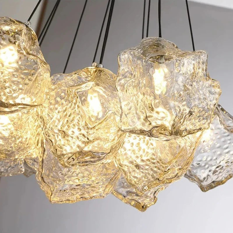 Lava Ice Cube Walnut Glass Bedside Chandelier, Lava Glass Table Lamp for Hallway Entry Bedroom Living Room Lighting  Home Light - vue 6 sur 17