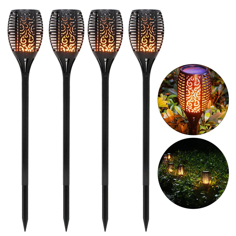 lampe solaire extérieure 96 led torche vacillante pour jardin et patio - vue 5 sur 11