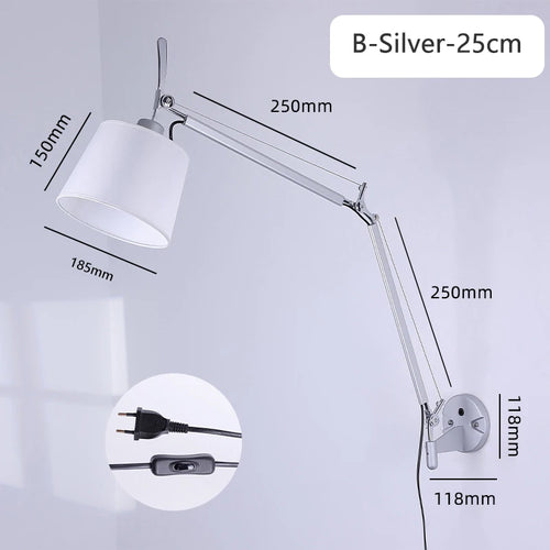 applique murale industrielle nordique pliable avec bras long pivotant - vue 11 sur 11
