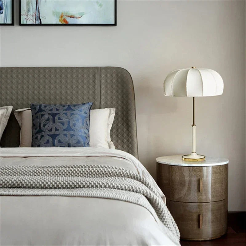 lustre design nordique lampadaire rétro en tissu avec lumière led - vue 3 sur 13