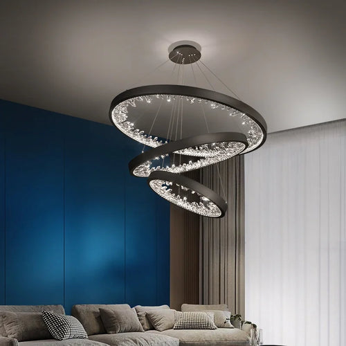 lustre en cristal design luxe avec éclairage led - vue 3 sur 19