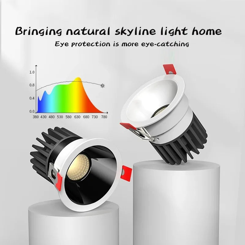LED downlight embedded ceiling light, cool white/warm white AC220V 3 kinds of dimming colors 5W 7W 10W home eye protection light - vue 5 sur 18