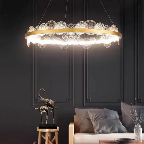 suspension nordique à anneau doré pour décoration intérieure ajustable - vue 3 sur 9