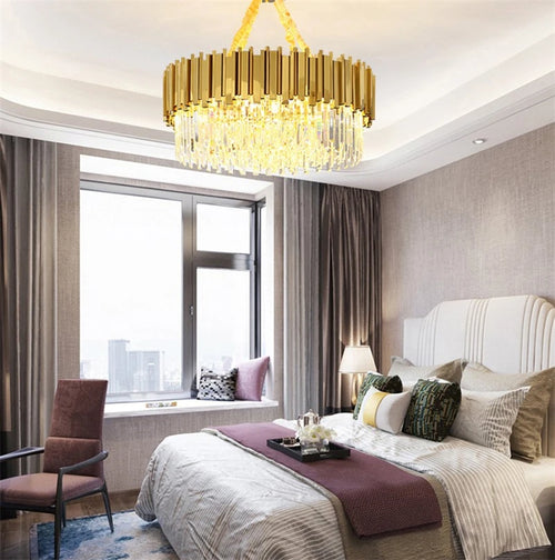 lustre en cristal moderne en or poli pour éclairage intérieur - vue 4 sur 6