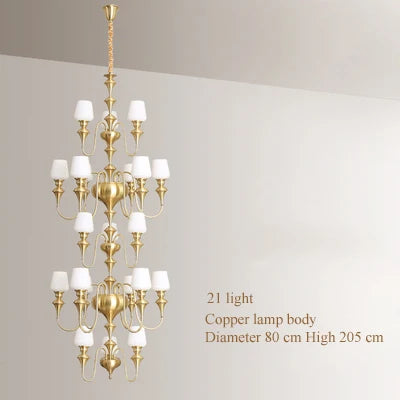 lustre à led en cuivre noir pour décoration d'hôtel élégant - vue 21 sur 22