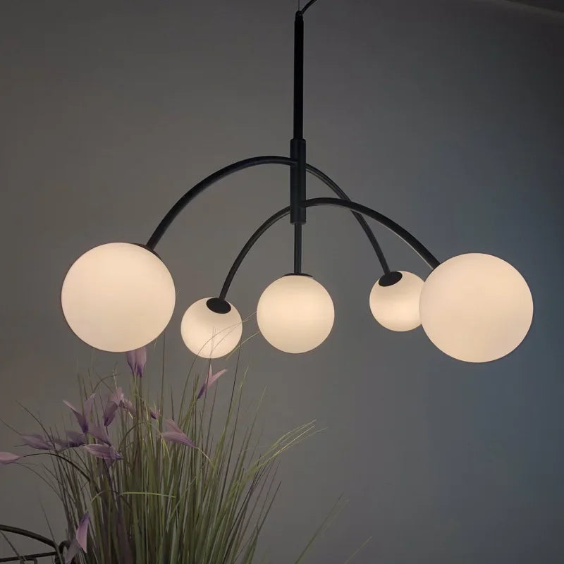 Danish Designer Suspenion Milky Glass Hanging Light Ceiling Chandeliers Nordic Pendant Lamp for Living Dining Room Kitchen - vue 1 sur 8