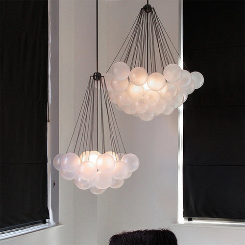 lustre moderne en verre avec boules led pour décoration - vue 4 sur 10