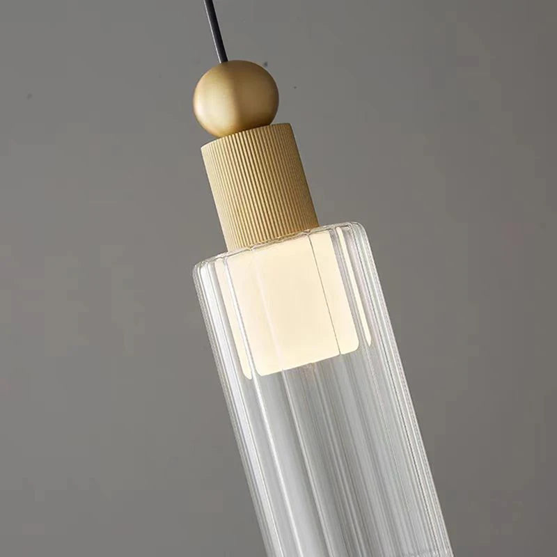 suspension moderne en verre et cuivre avec 3 cordons interchangeables - vue 5 sur 8