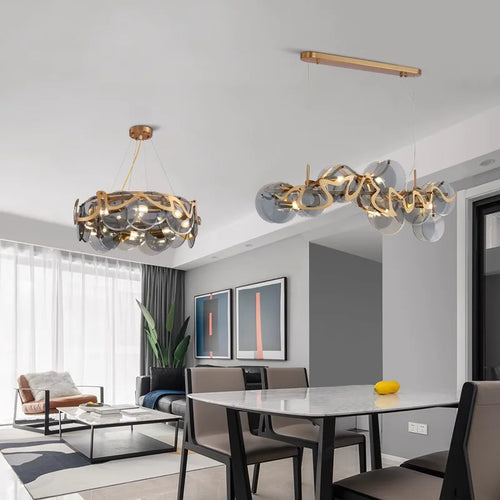 lustre nordique doré suspension créative pour hôtel - vue 6 sur 14