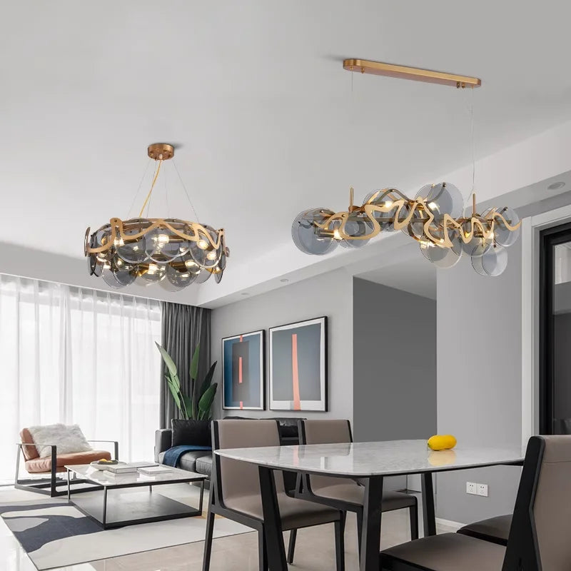 lustre nordique doré suspension créative pour hôtel - vue 5 sur 14