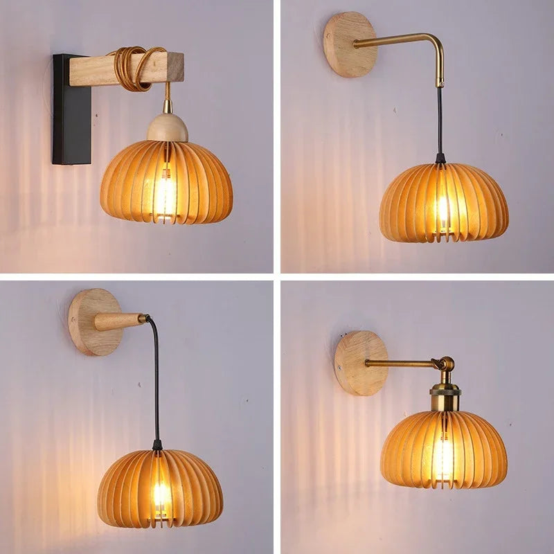 applique murale led en bois style japonais pour décoration intérieure - vue 2 sur 10
