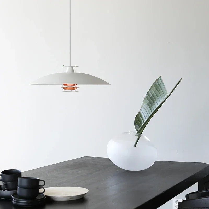 Nordic Circular Pendant Light, Modern Dining Room, Bedroom, Bar Counter, LED Pendant Light, White Warm Light 45cm Light - vue 4 sur 8