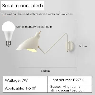 applique murale réglable à bras long design créatif LED - vue 8 sur 11