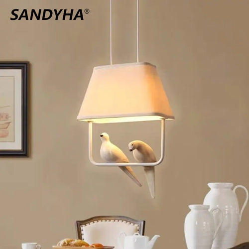 lustre style japonais simple avec suspension oiseau - vue 3 sur 10