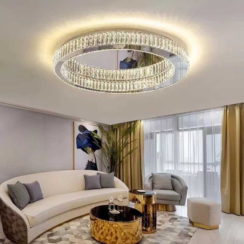 plafonnier circulaire en cristal moderne pour décoration intérieure - vue 3 sur 15