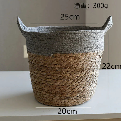panier de rangement en paille pour décoration artisanale moderne - vue 12 sur 12