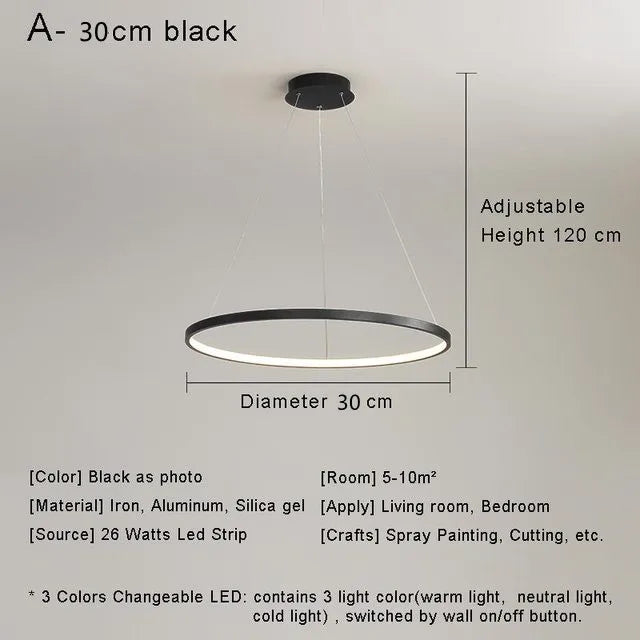 anneau led moderne pour décoration minimaliste suspendu