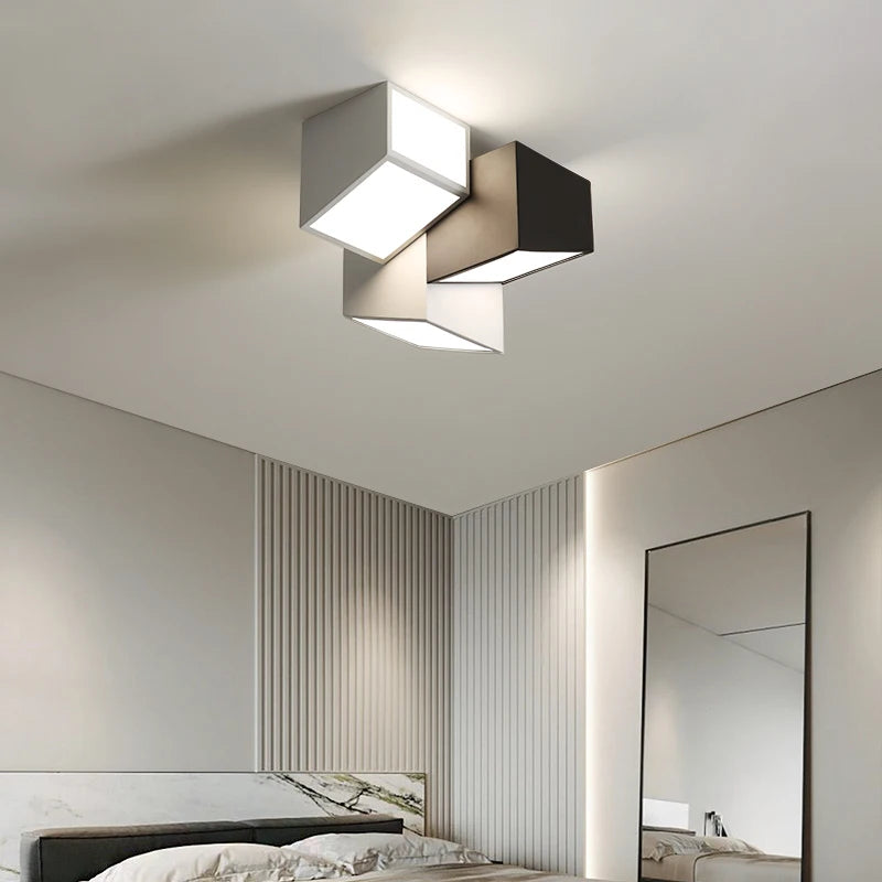 plafonnier géométrique minimaliste moderne simple combinaison lampe d'entrée - vue 4 sur 8