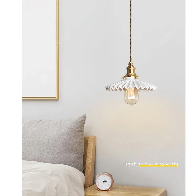 Lamp Modern LED Minimalist Creative Pendant Light, White Ceramic Pendant Lamp For Bedroom Bedside Bar Living Room Kitchen Isla - vue 2 sur 11