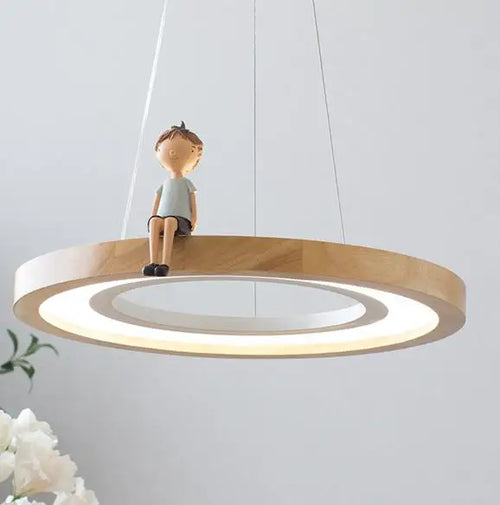 suspension ronde à led en bois pour éclairage commercial et industriel - vue 10 sur 10
