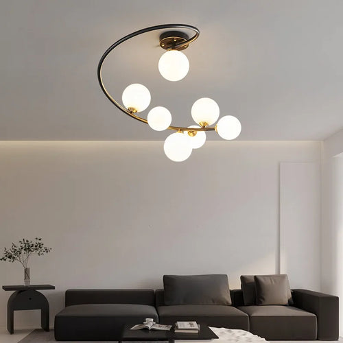 plafonnier moderne en cuivre irrégulier avec lumière personnalisée - vue 4 sur 9