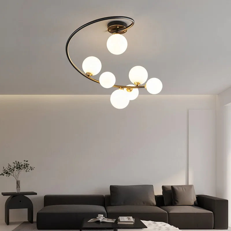 plafonnier moderne en cuivre irrégulier avec lumière personnalisée - vue 3 sur 9