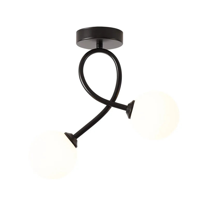 Plafonnier verre noir or intérieur couloir balcon entrée vestiaire luminaire - vue 6 sur 8