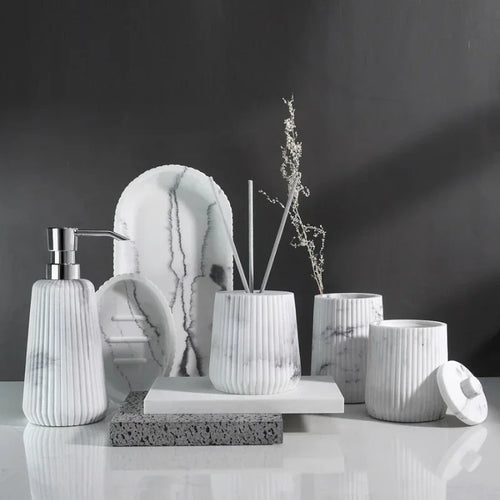 accessoires de salle de bain en grès pour rangement et décoration - vue 2 sur 24