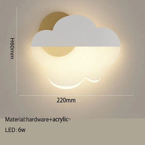 applique murale led en acrylique forme nuage pour chambre d'enfant
