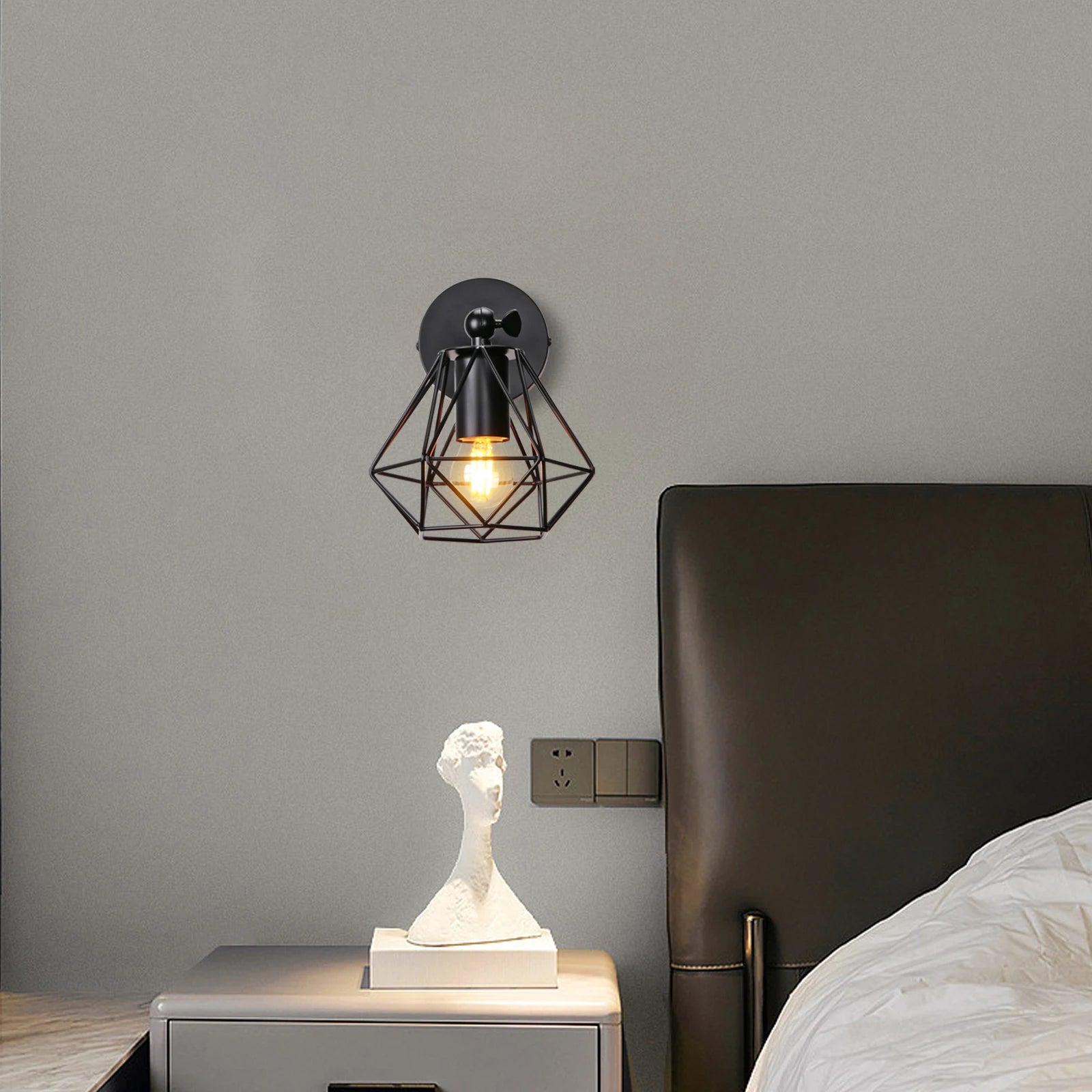 applique murale vintage cage loft industriel led éclairage intérieur - vue 3 sur 10