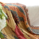 Plaid bohème tricoté motif carte du monde salon