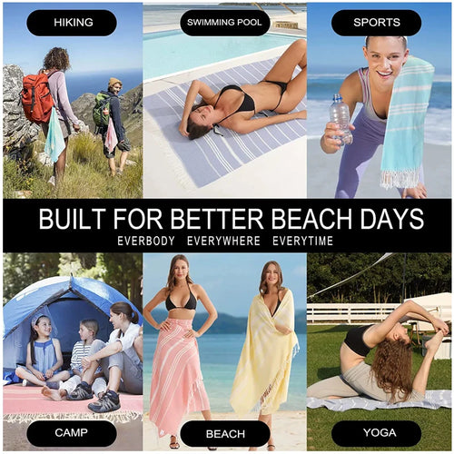 serviette de plage turque coton franges sechage rapide - vue 8 sur 7