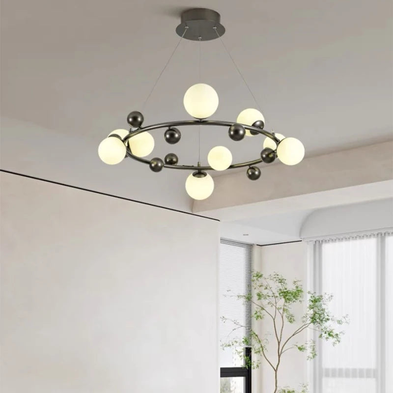 lustre moderne en métal et verre pour intérieur avec fil réglable - vue 2 sur 13