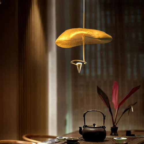 lustre led art déco en cuivre avec fil réglable - vue 4 sur 10