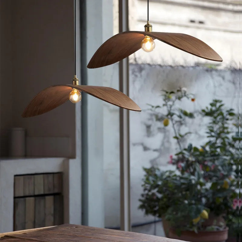 Suspension Imitation bois lampe de salle à manger cuisine Restaurant Bar lampe suspendue chapeau de paille décor à la maison luminaires E27 - vue 4 sur 10