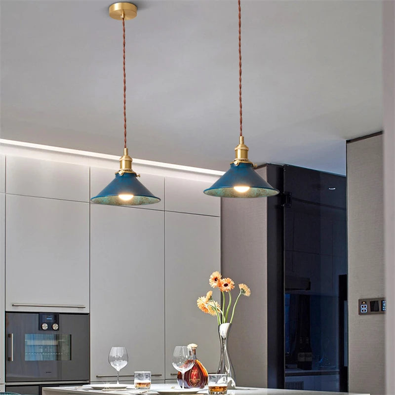 suspension loft luminaire vintage industriel avec abat-jour en métal - vue 5 sur 12