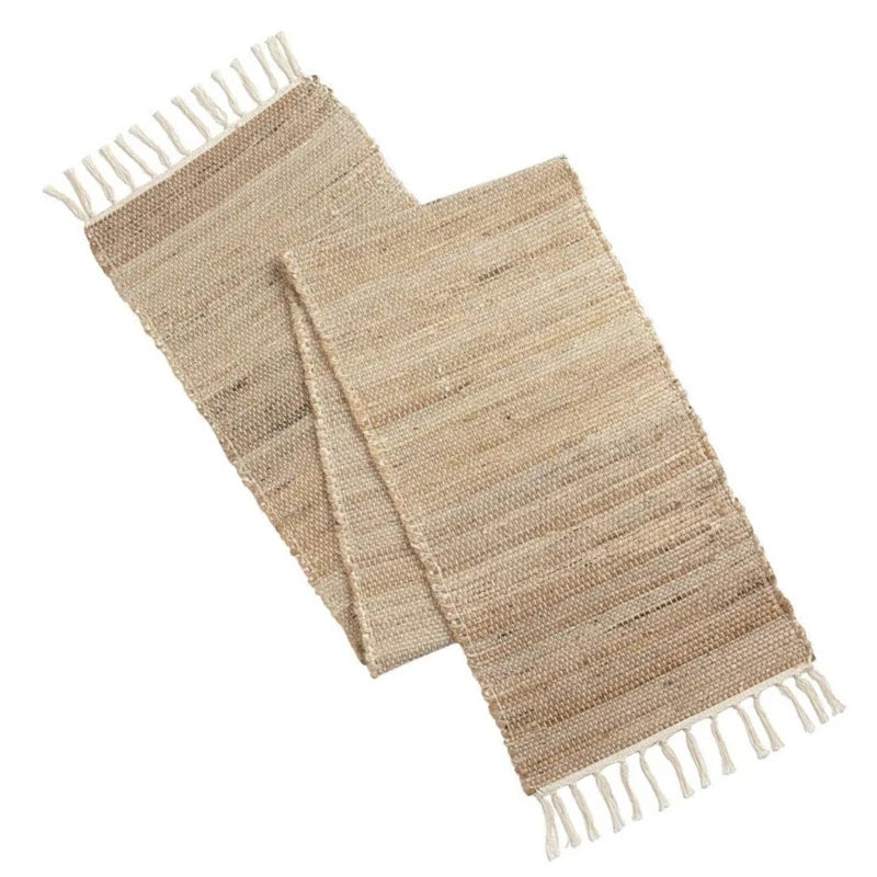 Chemin de table jute rustique avec pompons tresse - vue 5 sur 7