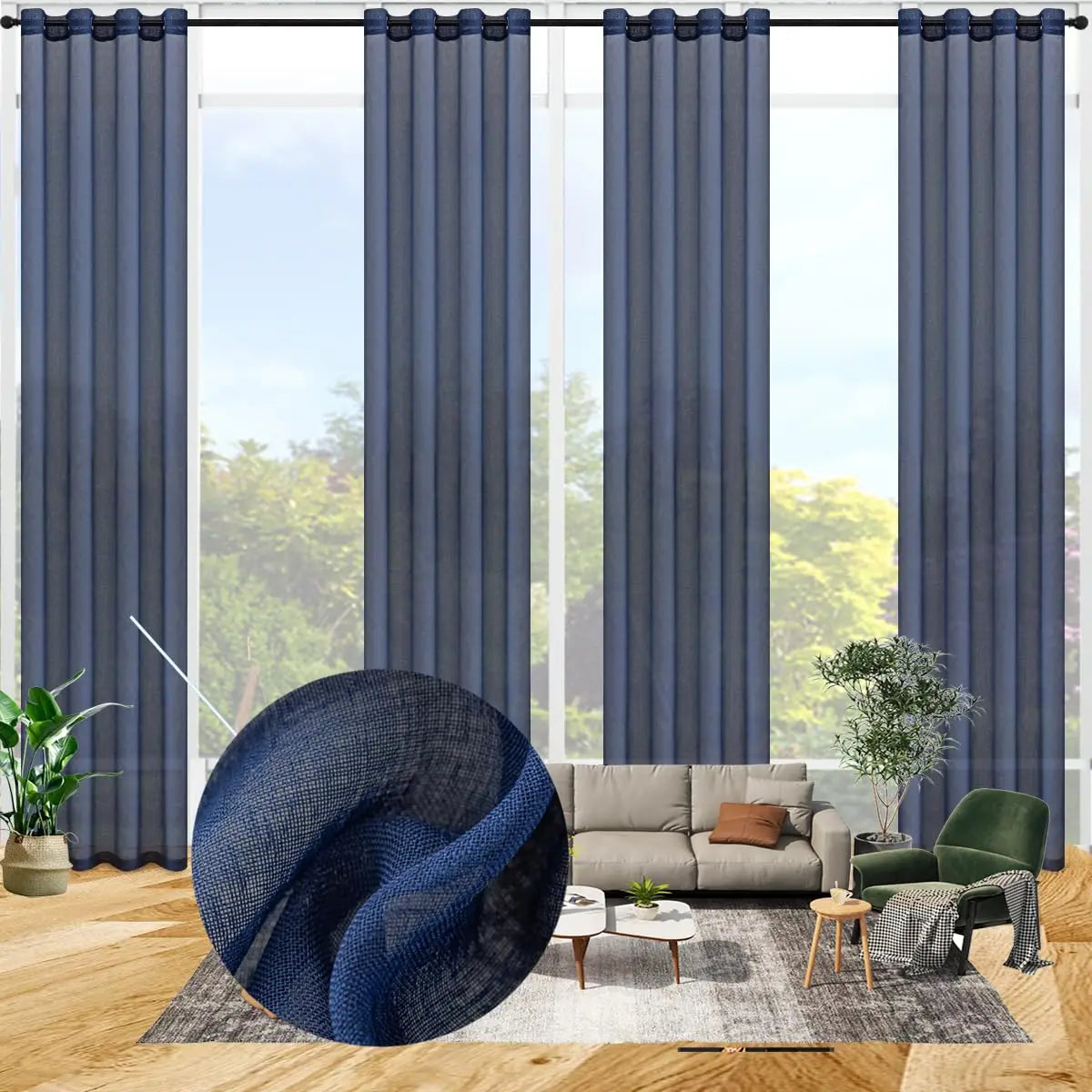 Voilage rideau faux lin sur mesure extra long - vue 5 sur 10